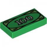 LEGO Tile 1x2 Bill with 100 print (100 pcs)