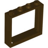 LEGO Raamvenster 1x4x3 DONKERBRUIN  (10 stuks)