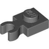 LEGO Plaat 1x1 met Clip Verticaal DONKERGRIJS (100 stuks)