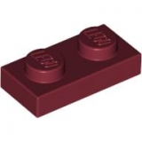 LEGO Plaat 1x2 DONKERROOD (100 stuks)