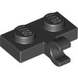 LEGO Plaat 1x2 met Zij-Clip Horizontaal ZWART (100 stuks)