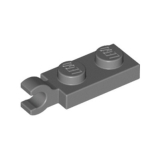 LEGO Plaat 1x2 met Clip Horizontaal DONKERGRIJS (100 stuks)