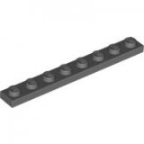 LEGO Plaat 1x8 DONKERGRIJS (100 stuks)