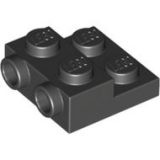 LEGO Plaat 2x2 met Zij-noppen ZWART (100 stuks)