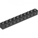 LEGO Steen 1x10 met Gaten ZWART (10 stuks)
