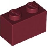 LEGO Steen 1x2 DONKERROOD (100 stuks)