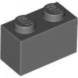 LEGO Steen 1x2 DONKERGRIJS (100 stuks)