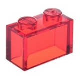 LEGO Brick 1x2 TRANS-RED (100 pcs)