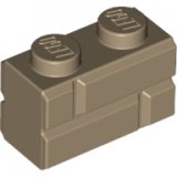 LEGO Steen 1x2 met Steenmotief DONKERBEIGE (100 stuks)