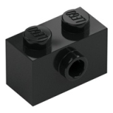 LEGO Steen 1x2 met 1 Zij-nop ZWART (100 stuks)