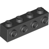 LEGO Steen 1x4 met Zij-noppen ZWART (100 stuks)