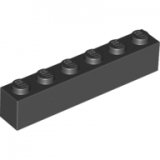 LEGO Brick 1x6 BLACK (100 pcs)