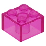 LEGO Steen 2x2 TRANSPARANT DONKERROZE (10 stuks)