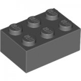 LEGO Steen 2x3 DONKERGRIJS (100 stuks)