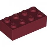 LEGO Steen 2x4 DONKERROOD (100 stuks)