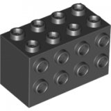 LEGO Steen 2x4x2 met zij-noppen ZWART