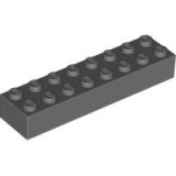 LEGO Steen 2x8 DONKERGRIJS (100 stuks)