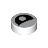 LEGO Tegel Rond 1x1 Oog Gedeeltelijk Dicht Pupil Midden WIT (100