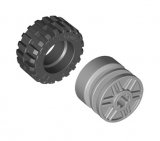 LEGO Wiel 18x14 As LICHTGRIJS + Band 30,4x14 ZWART (10 stuks)