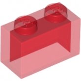 LEGO Steen 1x2 TRANSPARANT ROOD (100 stuks)