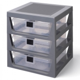 LEGO Iconic 3-Lades Opbergrek DONKERGRIJS