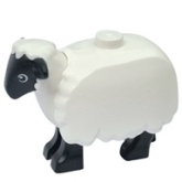 LEGO Schaap met Zwart Hoofd en Poten WIT LEGO Schaap met Zwart Hoofd en Poten WIT