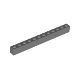 LEGO Steen 1x12 DONKERGRIJS (10 stuks)