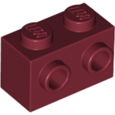 LEGO Steen 1x2 met Zij-noppen DONKERROOD (100 stuks) LEGO Steen 1x2 met Zij-noppen DONKERROOD (100 stuks)