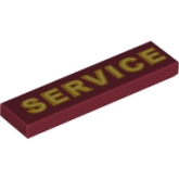 LEGO Tegel 1x4 met SERVICE opdruk DONKERROOD LEGO Tegel 1x4 met SERVICE opdruk DONKERROOD