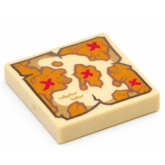 LEGO Tegel 2x2 Landkaart BEIGE