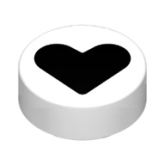 LEGO Tile Round 1x1 with Black Heart WHITE (100 pcs) LEGO Tile Round 1x1 with Black Heart WHITE (100 pcs)