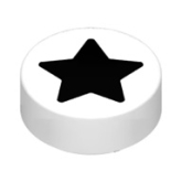 LEGO Tile Round 1x1 with Black Star WHITE (100 pcs) LEGO Tile Round 1x1 with Black Star WHITE (100 pcs)