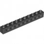 LEGO Steen 1x10 met Gaten ZWART (10 stuks) LEGO Steen 1x10 met Gaten ZWART (10 stuks)