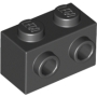 LEGO Steen 1x2 met Zij-noppen ZWART (100 stuks) LEGO Steen 1x2 met Zij-noppen ZWART (100 stuks)