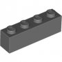 LEGO Steen 1x4 DONKERGRIJS (100 stuks)