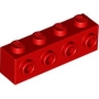 LEGO Brick 1x4 with Studs on Side RED (100 pcs)