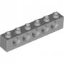 LEGO Brick 1x6 with Holes LIGHT GRAY (100 pcs)