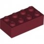 LEGO Steen 2x4 DONKERROOD (100 stuks)