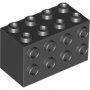 LEGO Steen 2x4x2 met zij-noppen ZWART
