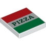LEGO Tegel 2x2 met Opdruk Pizza WIT