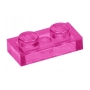 LEGO Plaat 1x2 TRANSPARANT DONKERROZE (100 stuks)